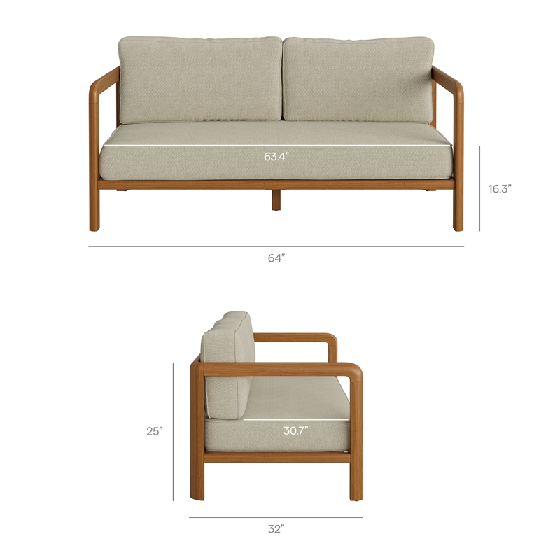 Kona 5-Piece Outdoor Teak Wood Furniture Set in Sand