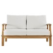 Modway Marina Modern Wood Patio Teak Loveseat in Natural/White