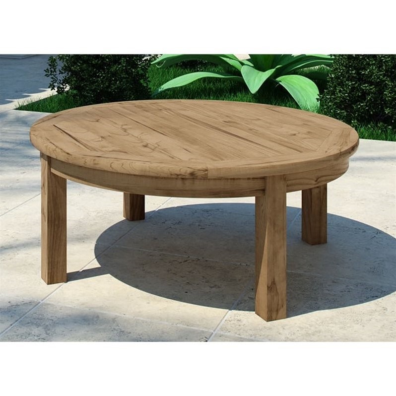 Modway Marina Outdoor Teak Round Coffee Table in Natural ...