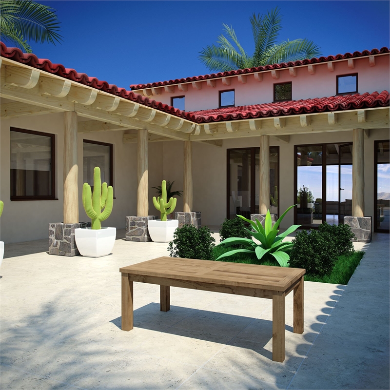 Modway Marina Modern Wood Patio Teak Coffee Table in Natural