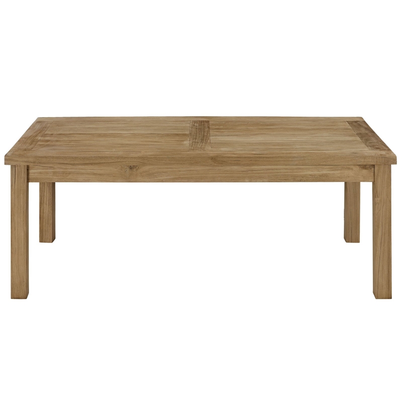 Modway Marina Modern Wood Patio Teak Coffee Table in Natural