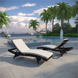 Modway Peer Patio Lounge in Brown and White (Set of 2)