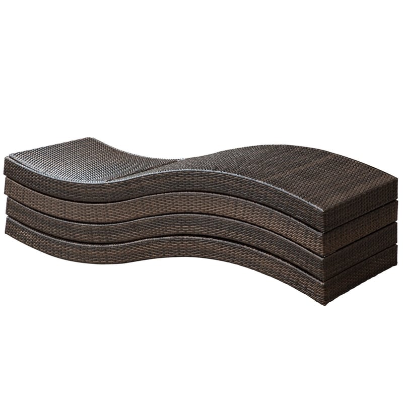Modway Peer Patio Lounge in Brown and White (Set of 2)
