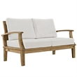 Modway Marina 3 Piece Outdoor Teak Sofa Set in Natural and White