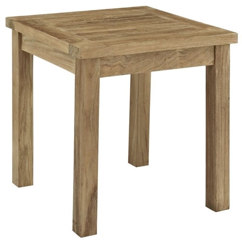 Modway Marina 8 Piece Outdoor Teak Sofa Set in Natural and White