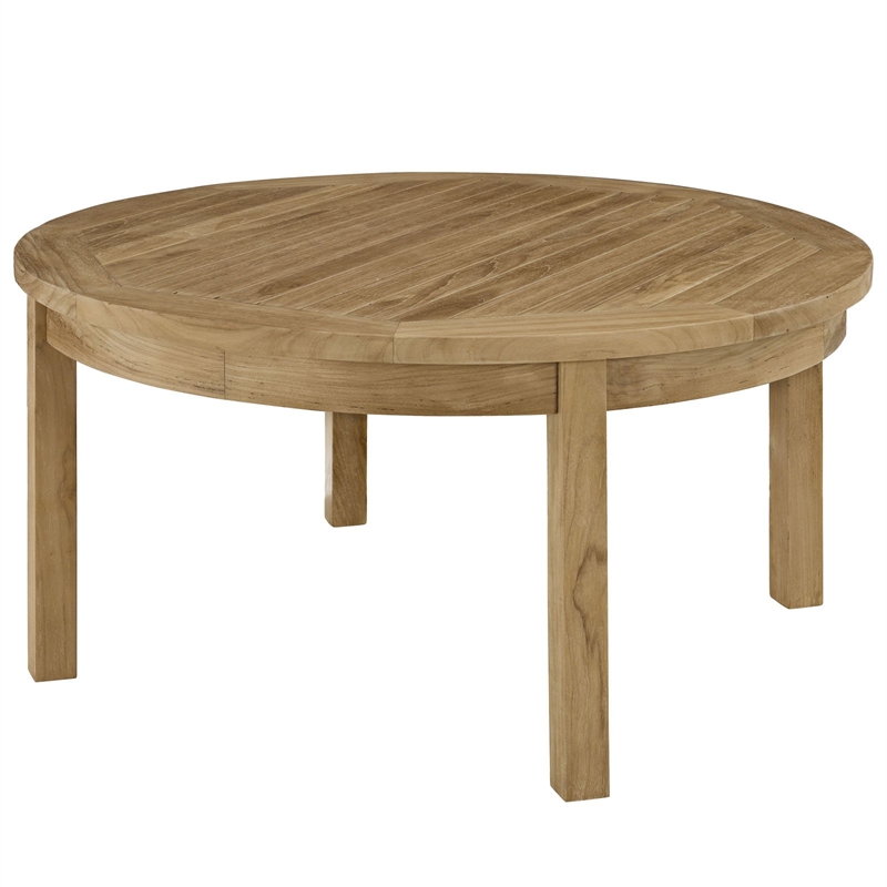 Modway Marina Modern Wood 3-Piece Teak Conversation Set in Natural/White