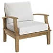 Modway Marina Modern Wood 3-Piece Teak Conversation Set in Natural/White
