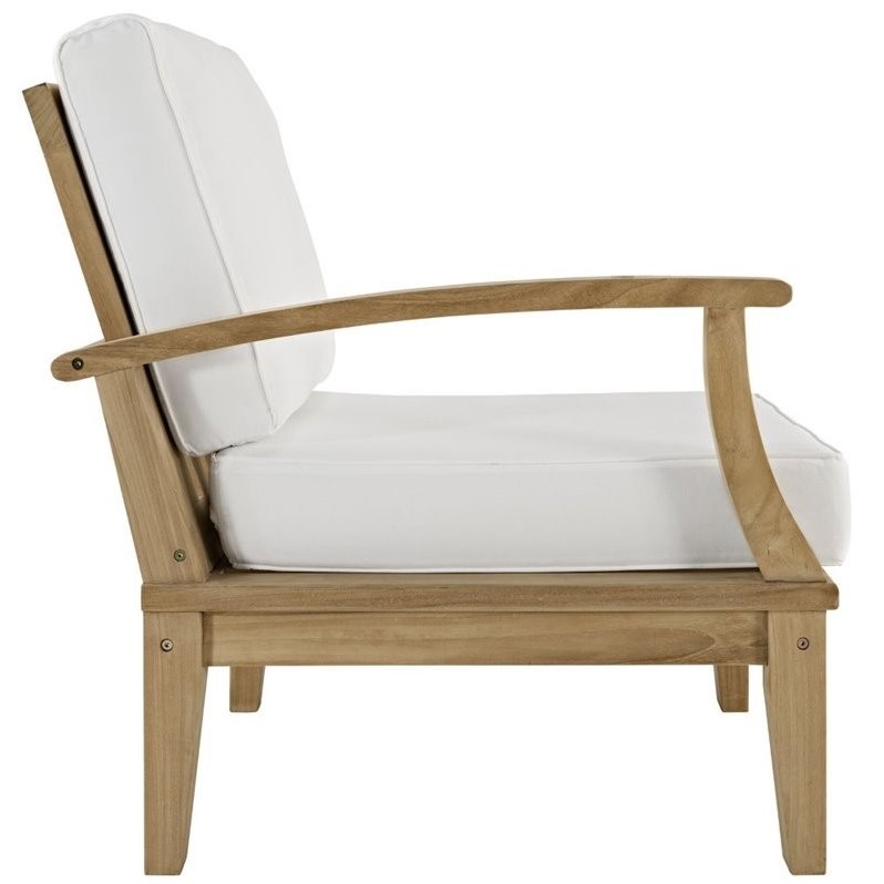 Modway Marina Modern Wood 7-Piece Patio Teak Sofa Set in Natural/White