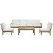 Modway Marina Modern Wood 7-Piece Patio Teak Sofa Set in Natural/White