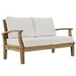 Modway Marina 7 Piece Outdoor Teak Sofa Set in Natural and White