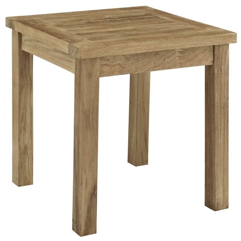 Modway Marina 7 Piece Outdoor Teak Sofa Set in Natural and White