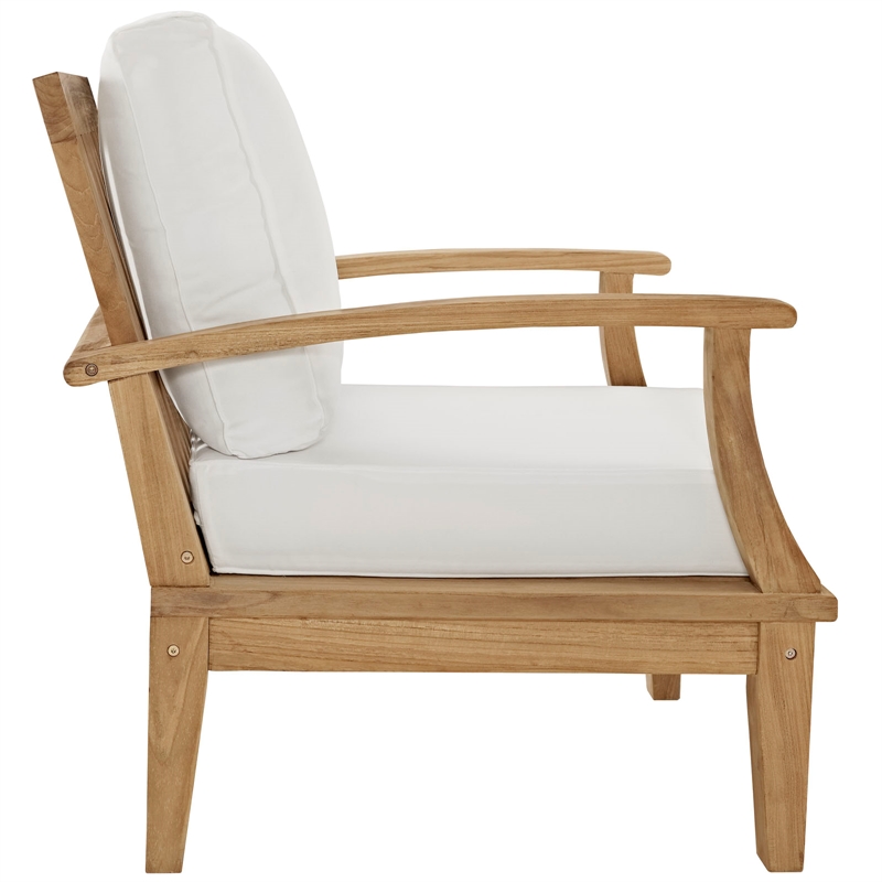 Modway Marina Modern Wood 3-Piece Conversation Set in Natural/White