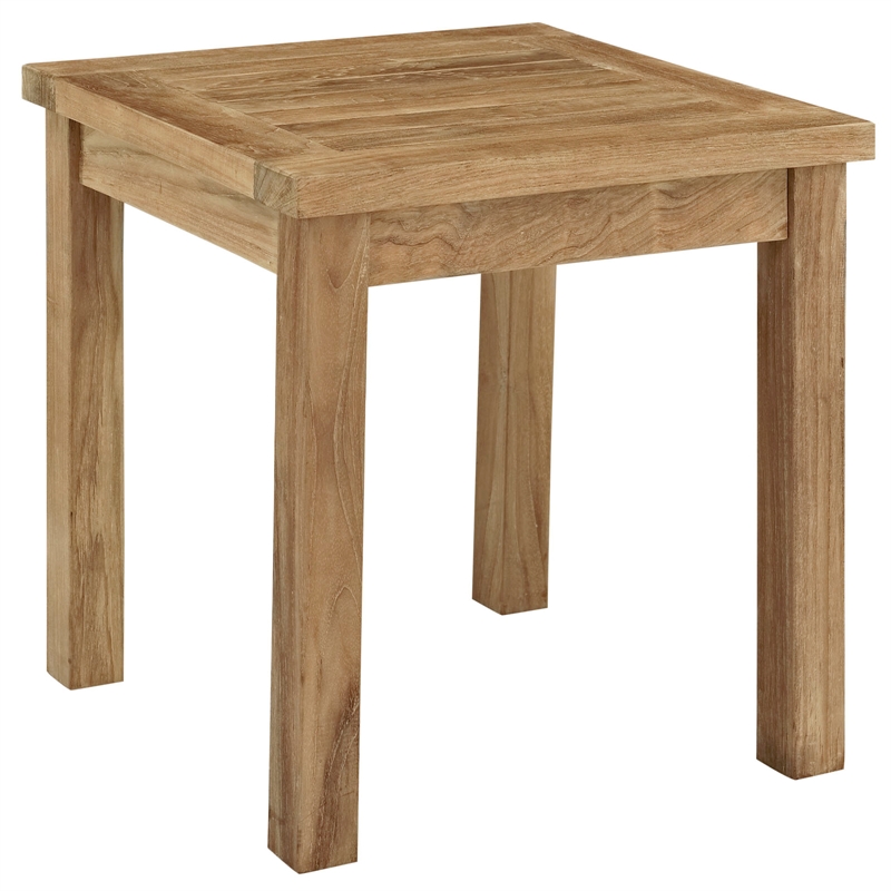 Modway Marina Modern Wood 3-Piece Conversation Set in Natural/White