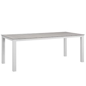 Modway Maine 80.5&quot Aluminum Patio Dining Table in White/Light Gray
