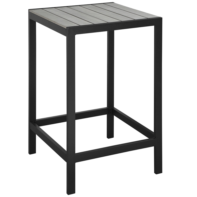 Modway Maine Modern Aluminum Patio Bar Table in Brown/Gray