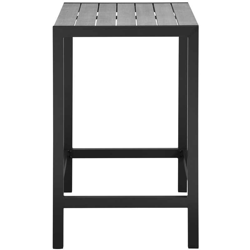 Modway Maine Modern Aluminum Patio Bar Table in Brown/Gray