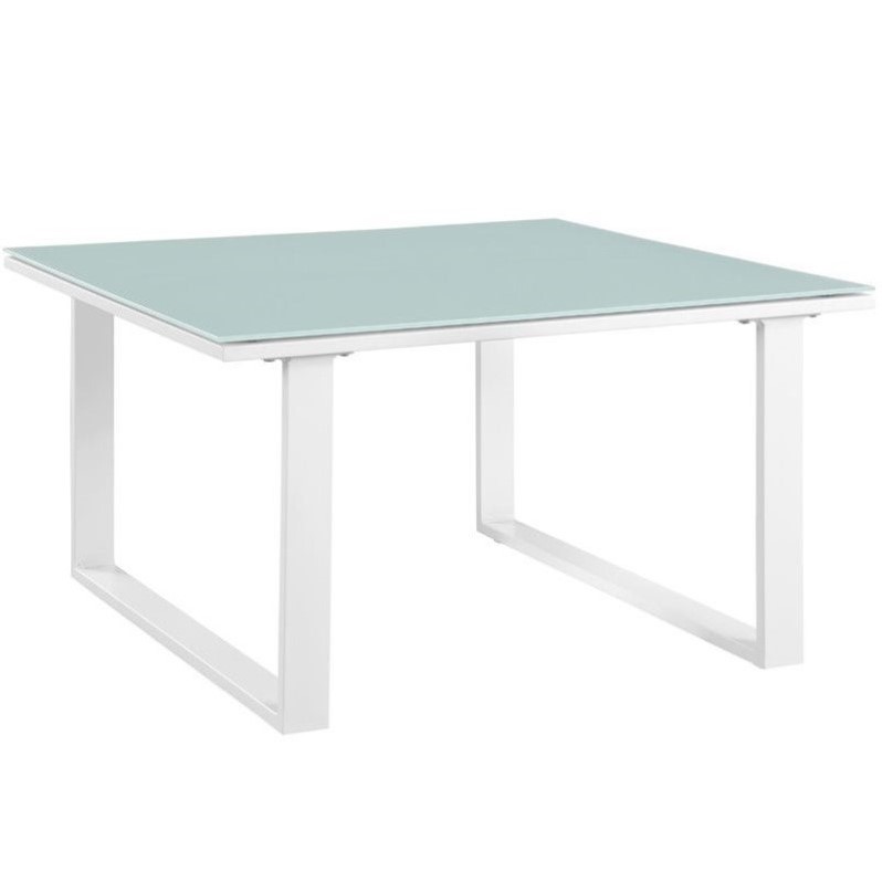 Modway Fortuna Modern Aluminum Patio Side Table in White/Blue