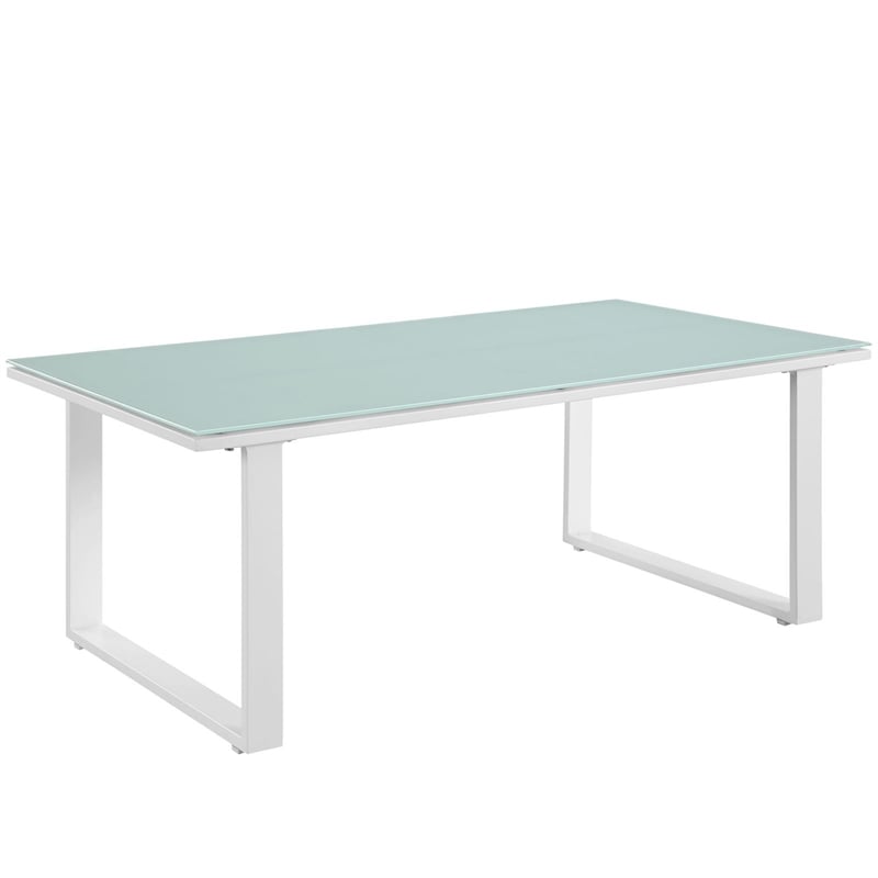 Modway Fortuna Modern Aluminum Patio Coffee Table in White/Blue