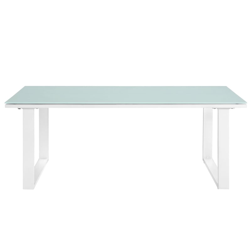 Modway Fortuna Modern Aluminum Patio Coffee Table in White/Blue
