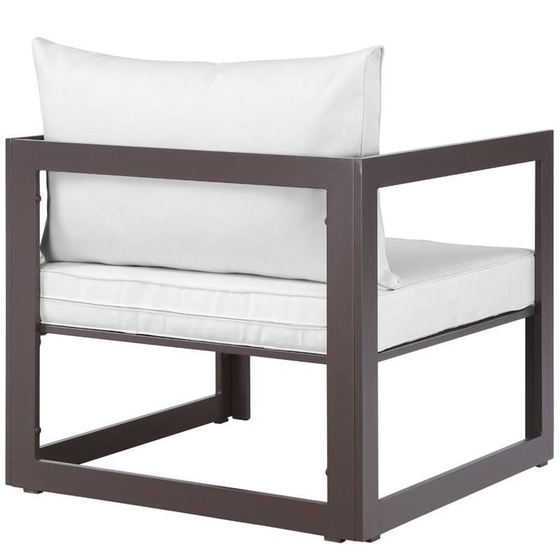 Modway Fortuna Modern Aluminum Outdoor Armchair in Brown/White