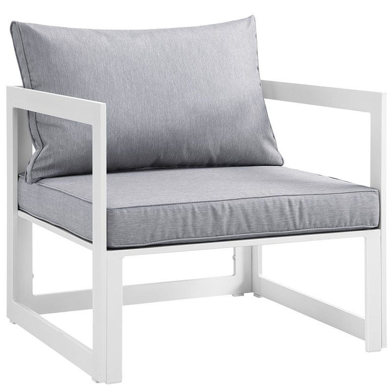 Modway Fortuna Modern Aluminum Outdoor Armchair in White/Gray