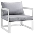 Modway Fortuna Modern Aluminum Outdoor Armchair in White/Gray