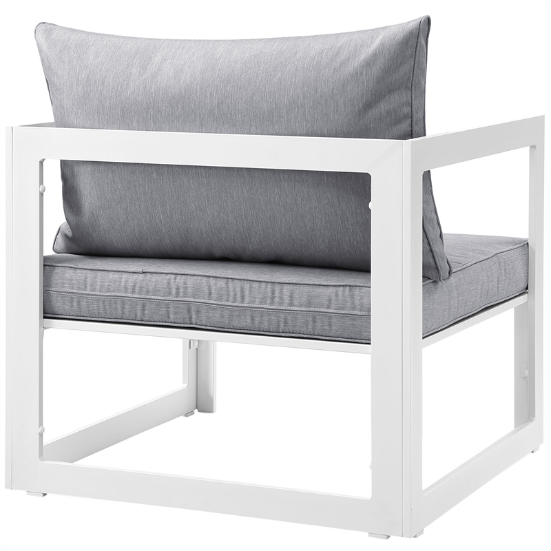 Modway Fortuna Modern Aluminum Outdoor Armchair in White/Gray