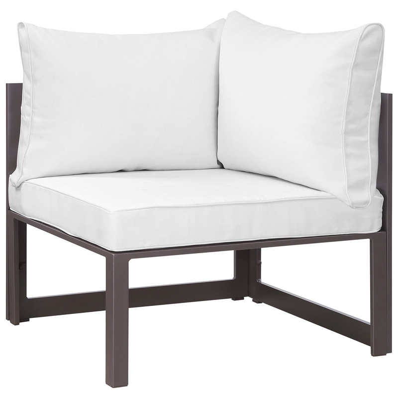 Modway Fortuna Modern Aluminum Outdoor Corner Chair in Brown/White