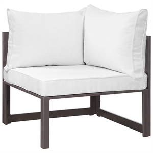 Modway Fortuna Modern Aluminum Outdoor Corner Chair in Brown/White