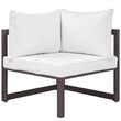 Modway Fortuna Modern Aluminum Outdoor Corner Chair in Brown/White