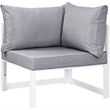 Modway Fortuna Modern Aluminum Outdoor Corner Chair in White/Gray