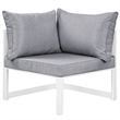 Modway Fortuna Modern Aluminum Outdoor Corner Chair in White/Gray