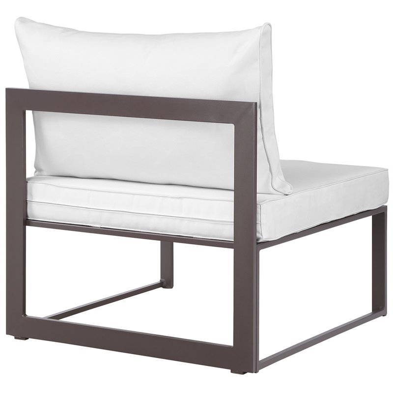 Modway Fortuna Aluminum Outdoor Armless Chair in Brown/White
