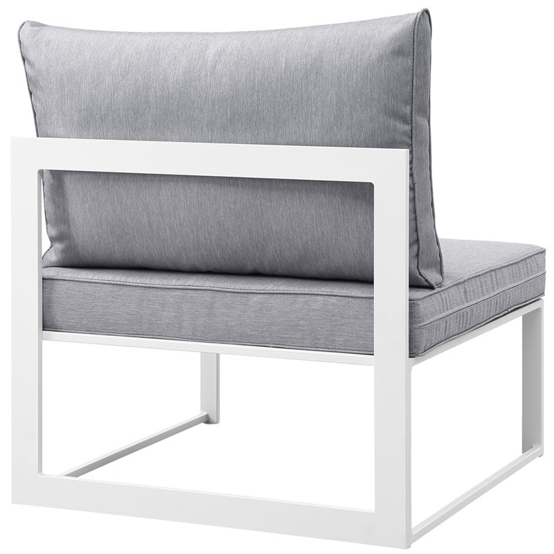 Modway Fortuna Modern Aluminum Outdoor Armless Chair in White/Gray
