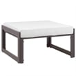 Modway Fortuna Modern Aluminum Patio Ottoman in Brown/White Finish