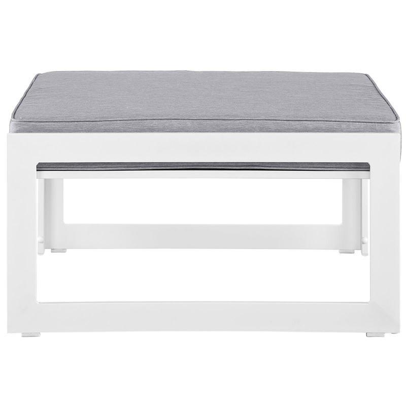 Modway Fortuna Modern Aluminum Patio Ottoman in White/Gray Finish