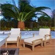 Modway Marina 4 Piece Outdoor Teak Sofa Set in Natural and White