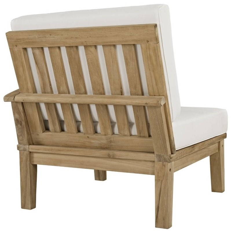 Modway Marina 6 Piece Outdoor Teak Sofa Set in Natural and White