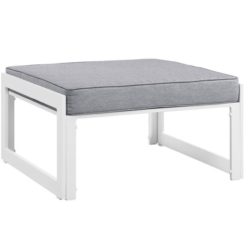 Modway Fortuna 10-Piece Aluminum Fabric Patio Sectional Sofa Set in White/Gray