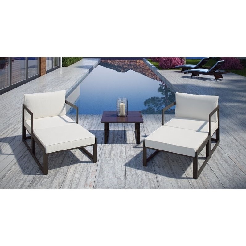 Modway Fortuna 5 Piece Outdoor Sofa Set In Brown And White Eei Modway Fortuna 5 Piece Outdoor Sofa Set In Brown And White