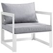 Modway Fortuna 5-Piece Aluminum Fabric Patio Sectional Sofa Set - White/Gray
