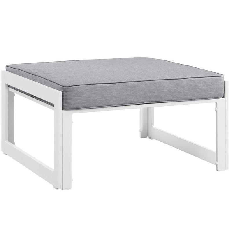 Modway Fortuna 6-Piece Aluminum Fabric Patio Sectional Sofa Set - White/Gray