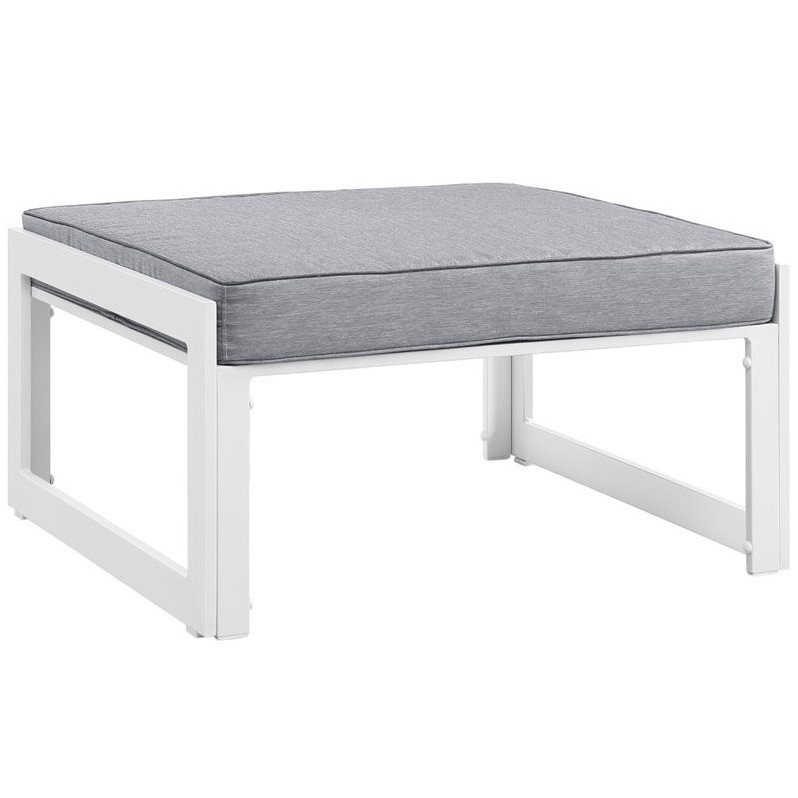 Modway Fortuna 8-Piece Aluminum Fabric Patio Sectional Sofa Set in Gray/White