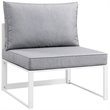 Modway Fortuna 7-Piece Aluminum Fabric Patio Sectional Sofa Set in Gray/White