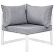 Modway Fortuna 7-Piece Aluminum Fabric Patio Sectional Sofa Set in Gray/White