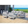 Modway Fortuna 8-Piece Fabric Patio Sectional Sofa Set in White/Gray