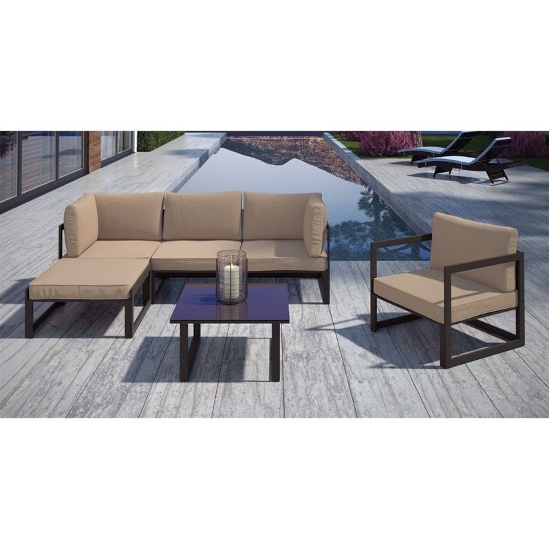 Modway Fortuna 6 Piece Outdoor Sofa Set In Brown And Mocha Eei Modway Fortuna 6 Piece Outdoor Sofa Set In Brown And Mocha