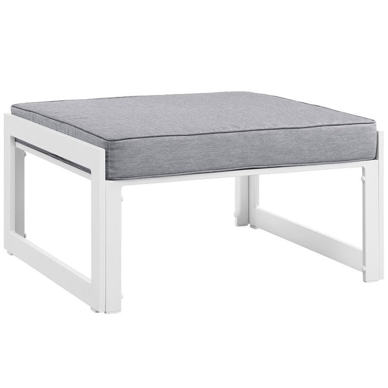 Modway Fortuna 9-Piece Aluminum Fabric Patio Sectional Sofa Set in White/Gray