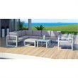 Modway Fortuna 9-Piece Aluminum Fabric Patio Sectional Sofa Set in White/Gray