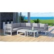 Modway Fortuna 8-Piece Fabric Patio Sectional Sofa Set in White and Gray